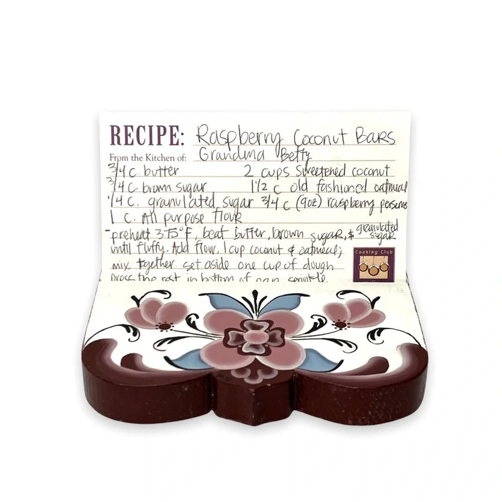 Vintage Hand‎ Painted Folk Art Wood Tole Recipe Card Stand Holder Country Decor